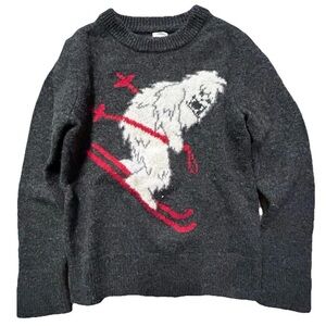 J.Crew Crewcuts Kids' Lamb’s Wool YETI SKI Crewneck Sweaters Size 4/5 Gray Rare